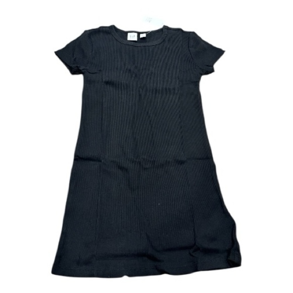 GAP Girls Ribbed Shirt Dress, Short Sleeve, Black, Size Small 6-7, NEW